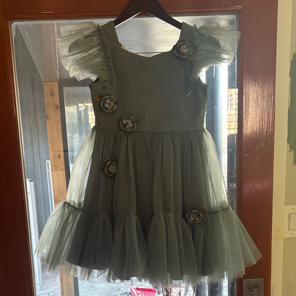 Joyfolie Gray Dress with Gold Accent